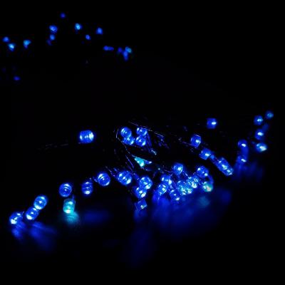 Гирлянда нитевая уличная, 10м, 100LED, син. солн.панель, Ч.П. LX-227