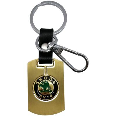 Брелок металлический с гравировкой SKODA хром с позолотой /51633/