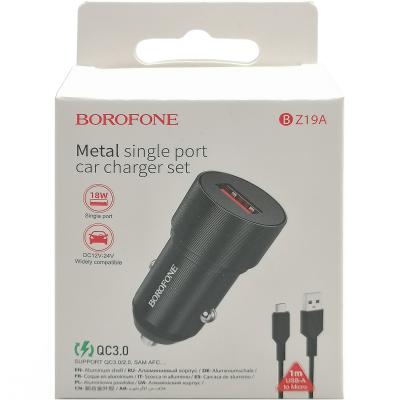 АЗУ Borofone BZ19Am, 1USB 3.0A QC3.0 для micro USB, черный