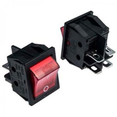 Переключатель перекидной, черно-красный, 4 конт., ON-OFF, 250V, 10A/431043