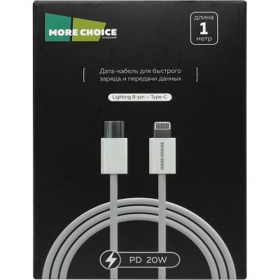 Кабель Type C - Lightning 8pin, 1,0м, More choice K73i, PD 20W, нейлон, белый