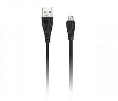 Кабель USB - micro USB, 1,0м, Smartbuy, в резин. оплетке Gear, <2A, черный (iK-12RG black)