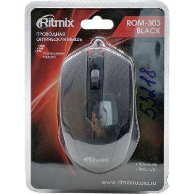 Мышь проводная RITMIX ROM-303 Gaming, черный
