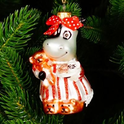 Игрушка ёлочная, 1шт. 10см. КОРОВА в ночной сорочке box6 /87852/