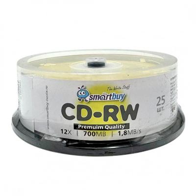 CD-RW диск 4-12x 80min, CB25, Smartbuy (SBCD-RW25)