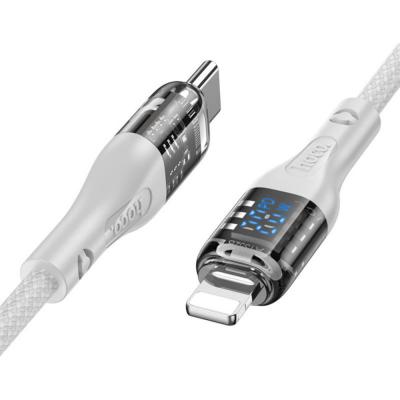 Кабель Type C - Lightning 8pin, 1,2м, HOCO U115 Transparent, 3.0A PD 20W, серый