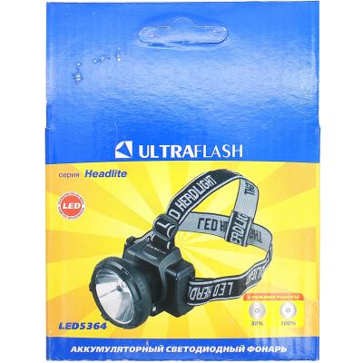 Фонарь налобный Ultraflash "HEADLITE"LED5364 (0,5W LED, 2реж, аккум.) черн