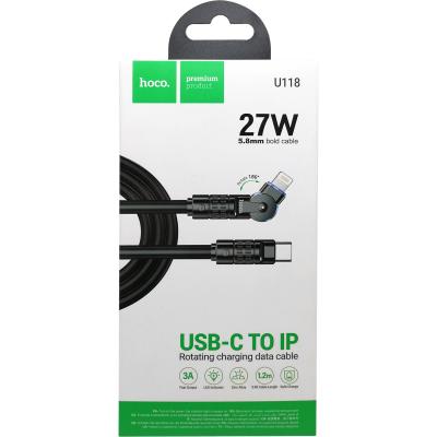 Кабель Type C - Lightning 8pin, 1,2м, HOCO U118 Triumph, 3.0A PD 27W, черный
