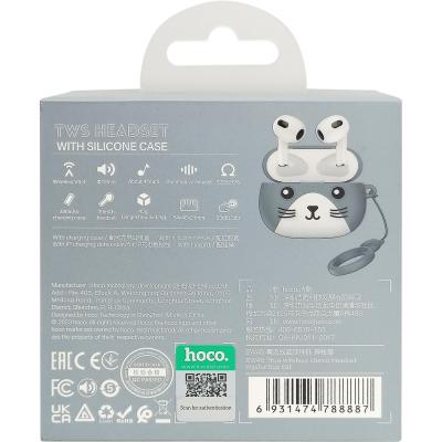 Беспроводные наушники HOCO EW46 Cat, Bluetooth, в кейсе, белый/серый (Mysterious Cat)