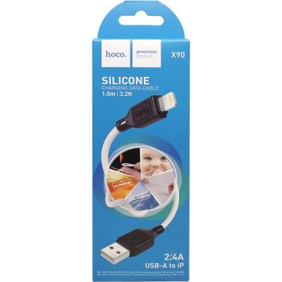 Кабель USB - Lightning 8pin, 1,0м, HOCO X90 Cool, силикон, белый