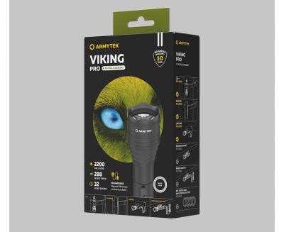 Фонарь ручной тактический ARMYTEK VIKING PRO MAGNET USB, теплый, 1*18650