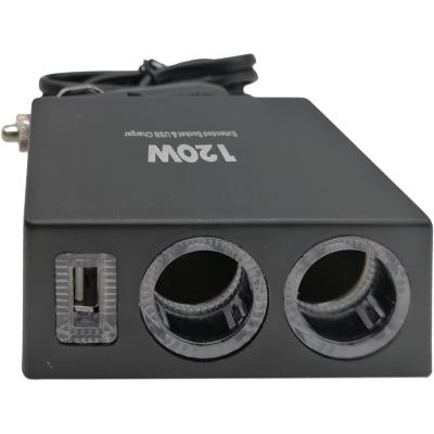 Разветвитель прикуривателя, 2 гнезда+1USB 1,2А, OLESSON 1522