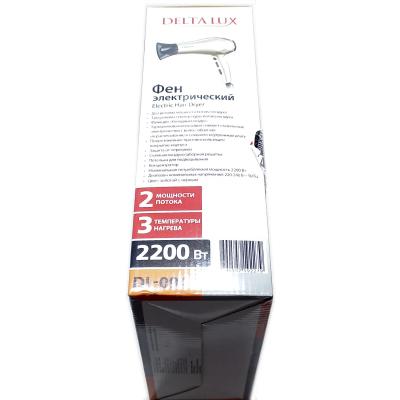 Фен DELTA LUX DL-0941 (2400Вт, 3 реж, турмалин. иониз.), золото/черный