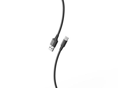 Кабель USB - Type C, 2,0м, SmartBuy S14, 3A, нейлон, черный (iK-3122-S14b)
