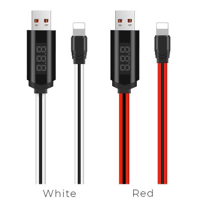 Кабель USB - Lightning 8pin, 1,2м, HOCO U29 LED, белый