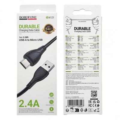 Кабель USB - micro USB, 1,0м, BOROFONE BX121 Energy, черный