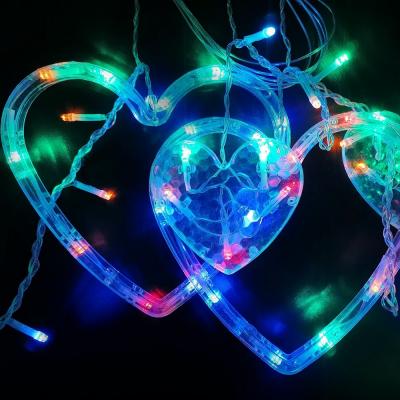 Гирлянда бахрома, 3,0м, LED, 12 сердец, RGB, LX-46