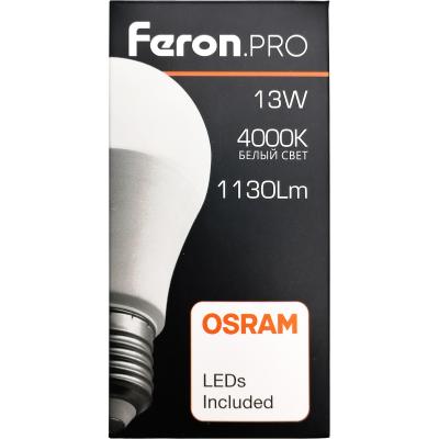 LED лампа A60/13W/4000/E27, Feron.PRO /38033/***