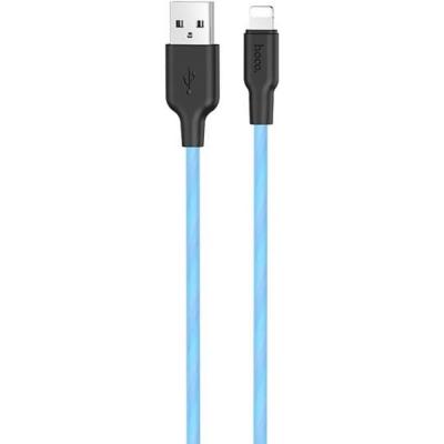 Кабель USB - Lightning 8pin, 1,0м, HOCO X21 Plus Silicone 2.4A, черный/синий