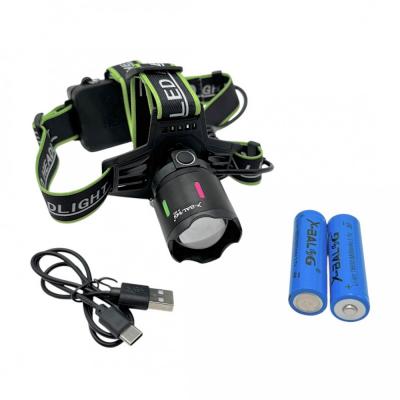 Фонарь налобный JY-903, Laser LED, ZOOM, 2*18650, Type-C
