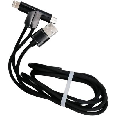 Кабель 2 в 1 USB - Lightning 8pin+micro USB, 1,2м, HOCO X12 Magnetic, черный