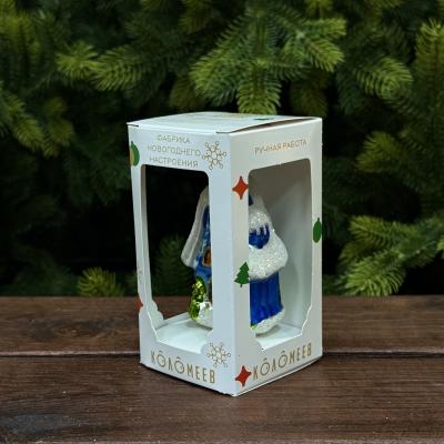 Игрушка ёлочная, 1шт. 14см. Домик с елочками, голубой