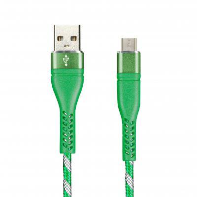 Кабель USB - micro USB, 1,0м, Smartbuy, CARBON CANDY, 2A, зеленый (iK-12CAC green)