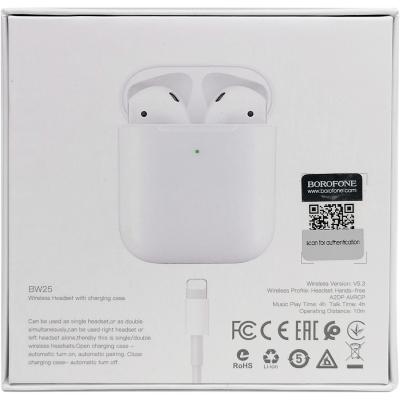 Беспроводные наушники BOROFONE BW25 TWS, bluetooth, в кейсе, белый