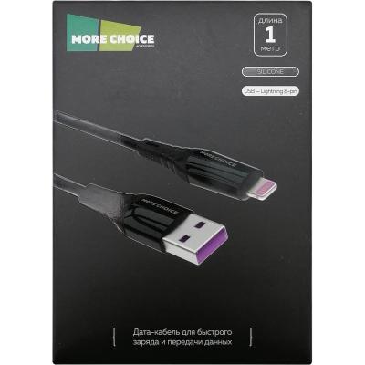 Кабель USB - Lightning 8pin, 1,0м, More choice K35i, 2.4A, силикон, черный 