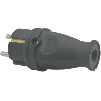 Вилка прямая с/з каучуковая 16А 230B 2P+PE (SBE-16-P07-R)