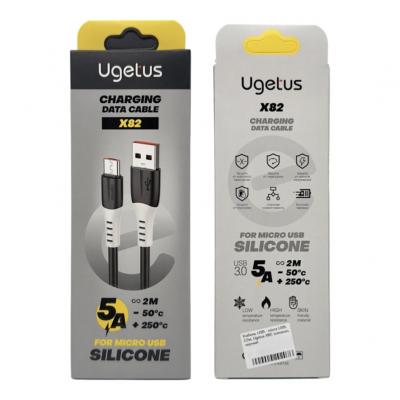 Кабель USB - micro USB, 2,0м, Ugetus X82, силикон, черный
