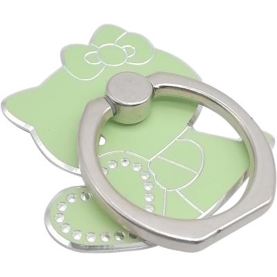 Кольцо-держатель для телефона металл фигурное "Кошечка", зеленый