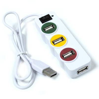 USB - Xaб 4 порта P-1030 Светофор , с выкл., белый 