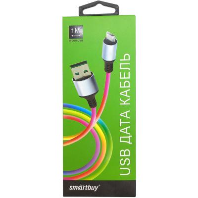 Кабель USB - micro USB, 1,0м, Smartbuy, в ткан. оплетке Acid, <2A, градиент (iK-12ARbox p-y)***
