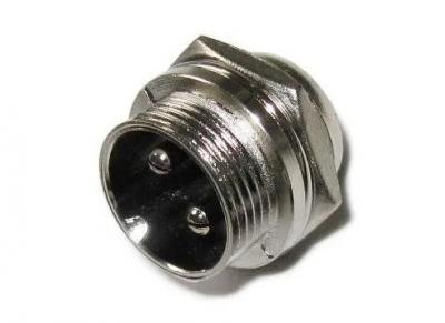 MIC16 (GX16) штекер 2pin, на корпус (7А, 125В)