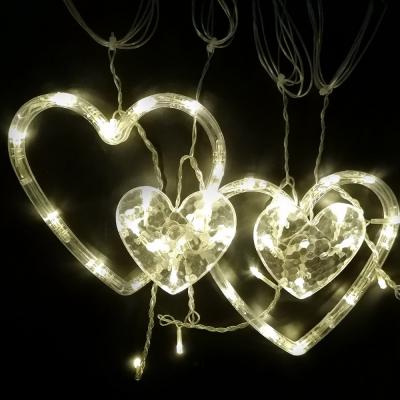 Гирлянда бахрома, 3,0м, LED, 12 сердец, т.бел. LX-45
