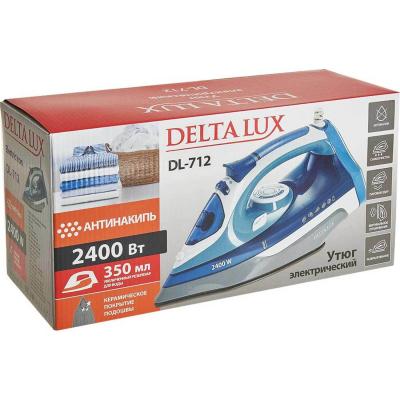 Утюг DELTA LUX DL-712 (2400Вт, керамика, верт. пар) белый/серо-голубой
