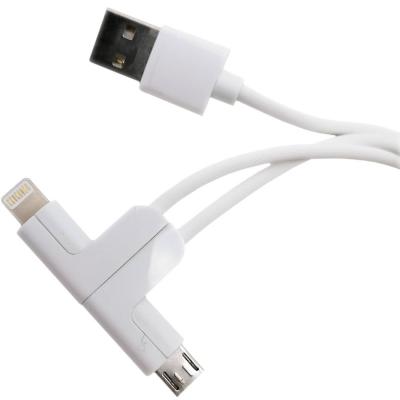 Кабель 2 в 1 USB - Lightning 8pin+micro USB, 1,2м, HOCO X12 Magnetic, белый