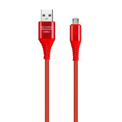 Кабель USB - micro USB, 1,0м, Smartbuy, в резин. оплетке Gear, <2A,  красный (iK-12ERG red)