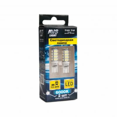 LED лампы AVS T101 T10 (W2,1x9,5d) 54SMD 3014, белый
