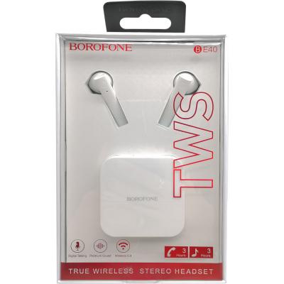 Беспроводные наушники BOROFONE BE40 TWS Triumph, bluetooth, в кейсе, белый