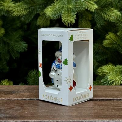 Игрушка ёлочная, 1шт. 9см. Снеговик с метлой, голубой