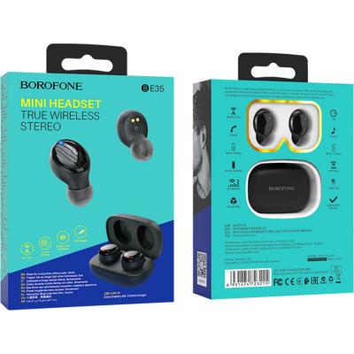 Беспроводные наушники BOROFONE BE35 TWS Agreeable voice, bluetooth, в кейсе, черный