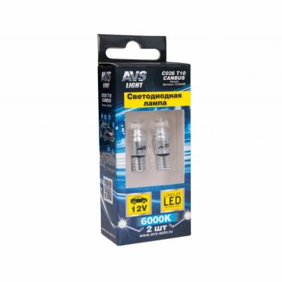 LED лампы AVS C026 T10 (W2,1x9,5d) 3W PSB, CANBUS, белый