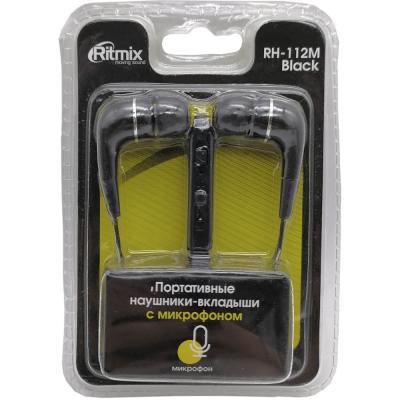 Наушники-гарнитура Ritmix RH-112M черный (вакуумные)***