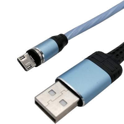 Кабель USB - Micro USB, 1,0м, HOCO U90 Ingenious streamer, LED, магнит, синий