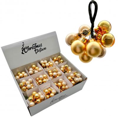 Игрушка ёлочная, СВЯЗКА 10шт шары, 2см, золото/жемчужный box24 /89865/