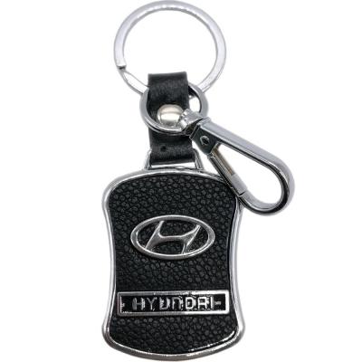 Брелок с карабином HYUNDAI натуральная кожа (черный) /38734/