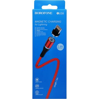 Кабель USB - Lightning 8pin, 1,2м, BOROFONE BU16 Magnetic, красный**