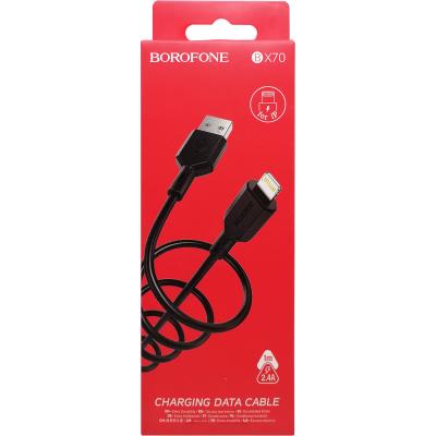 Кабель USB - Lightning 8pin, 1,0м, BOROFONE BX70, 2.4A, черный 
